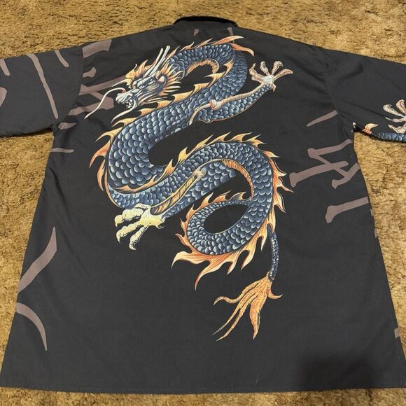 Vintage Y2K Button Up Dragon Shirt Large - Picture 4 of 4